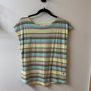 J. Jill Striped Short Sleeve Top in Yellow and Blue